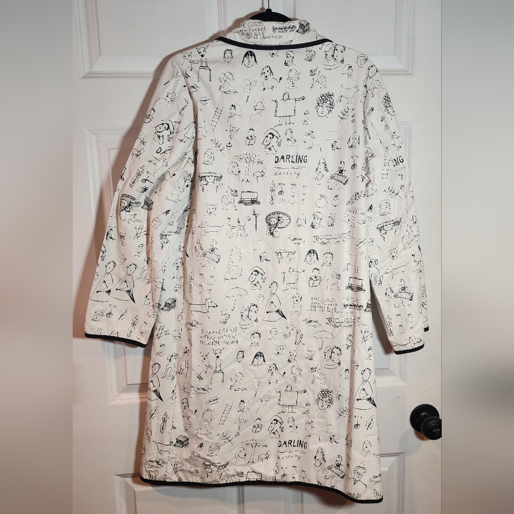 Kate Spade Maira Kalman Vintage Various Illluminations White Black Trench Rain - Picture 10 of 10